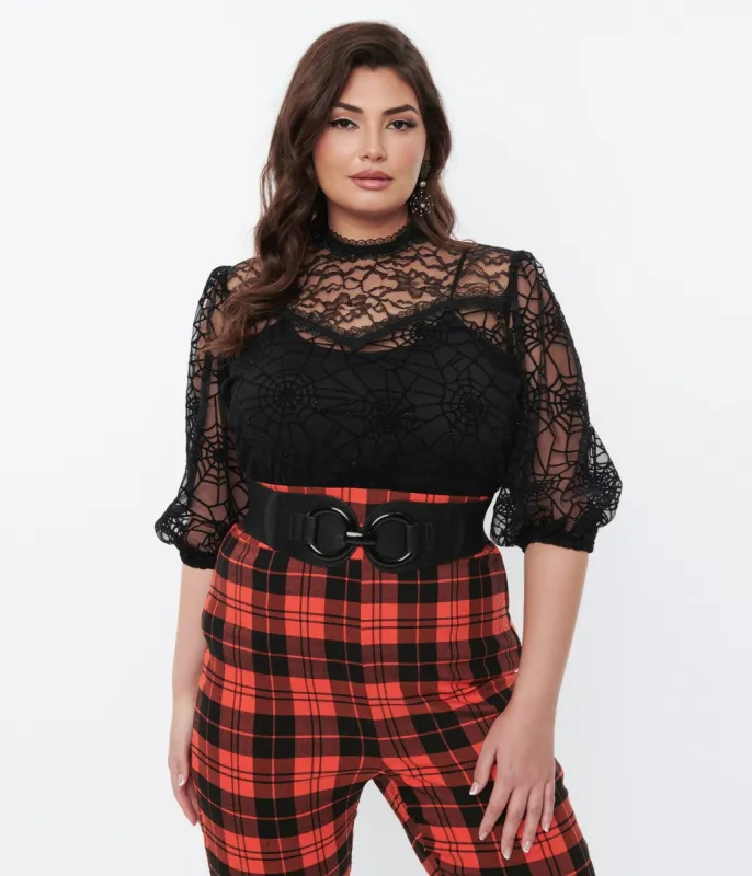 Black Glitter Web Mourning Blouse sold by Unique Vintage