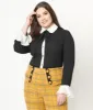 Collectif Plus Size Black & White Collar Prudence Blouse sold by Unique Vintage