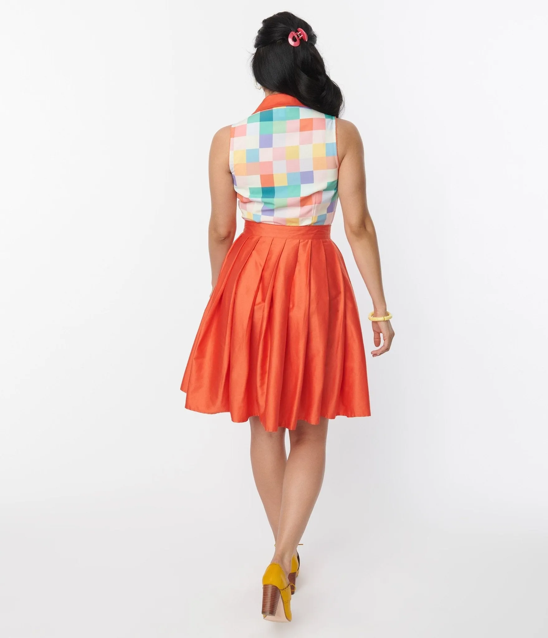 Unique Vintage Orange Collins Wrap Swing Skirt sold by Unique Vintage product image thumbnail 3