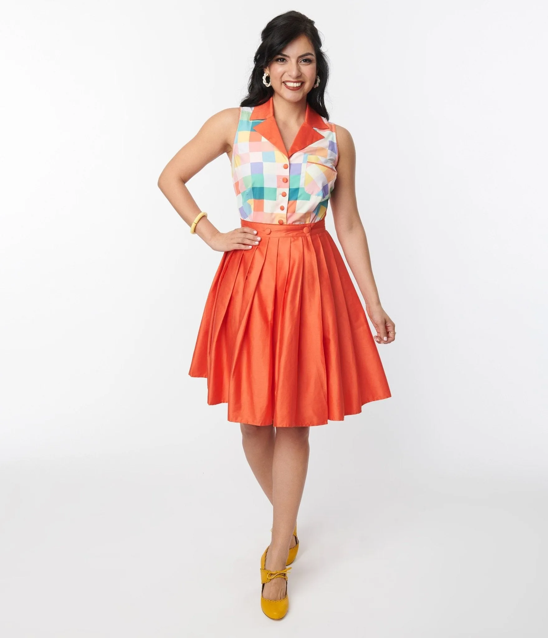 Unique Vintage Orange Collins Wrap Swing Skirt sold by Unique Vintage product image thumbnail 4