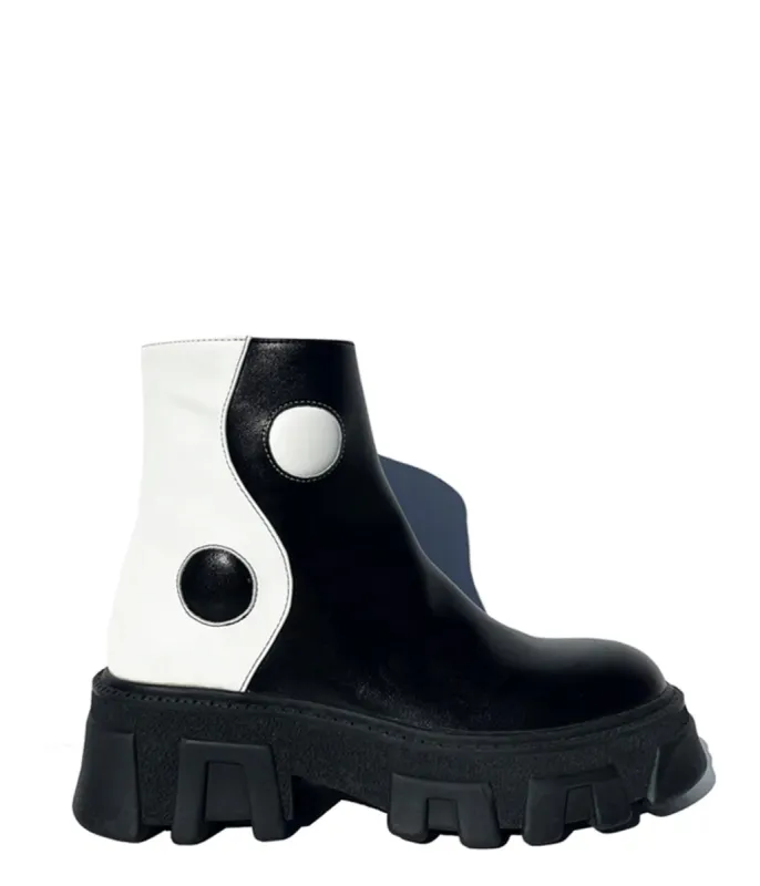 Black & White Balancing Act Boots made by Unique Vintage