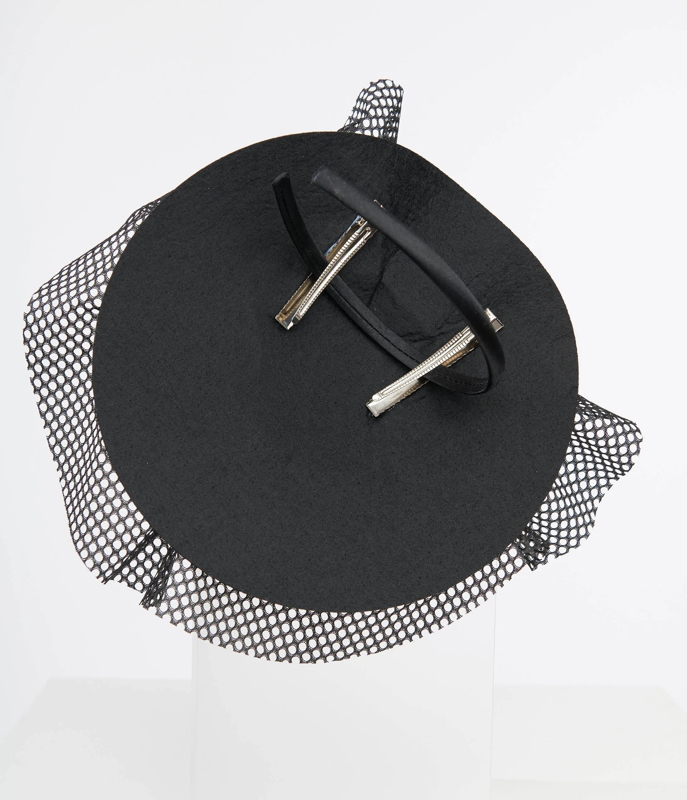 Unique Vintage 1930s Black Floral & Mesh Fascinator sold by Unique Vintage product image thumbnail 3