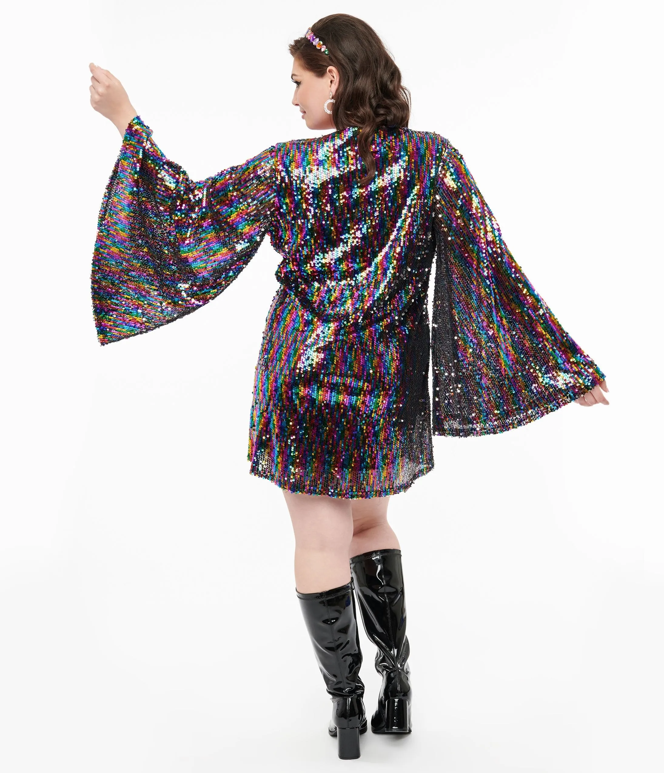 Smak Parlour Plus Size 1960s Rainbow Sequin Downtown Scene Mini Dress sold by Unique Vintage product image thumbnail 2