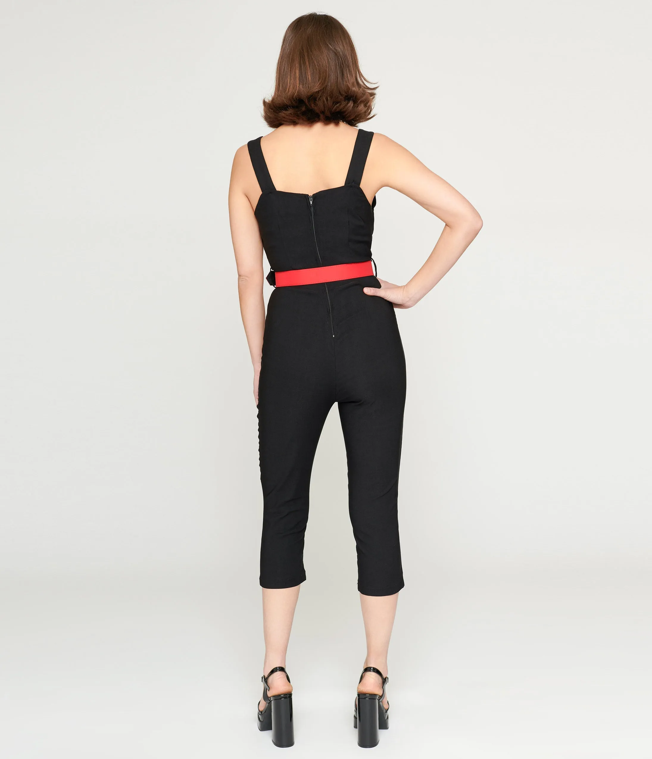 Voodoo Vixen Black & Red Heart Buckle Capri Jumpsuit sold by Unique Vintage product image thumbnail 3