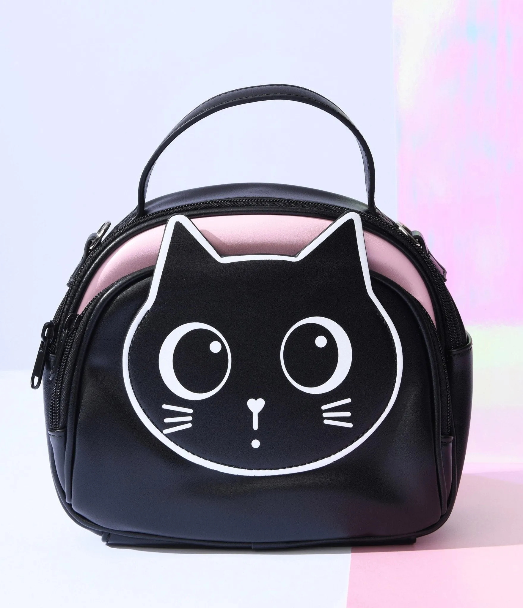 Black Kawaii Kitty Shoulder Handbag sold by Unique Vintage