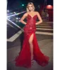 Cinderella Divine  Red Beaded Sequin Strapless Mermaid Prom Dress sold by Unique Vintage
