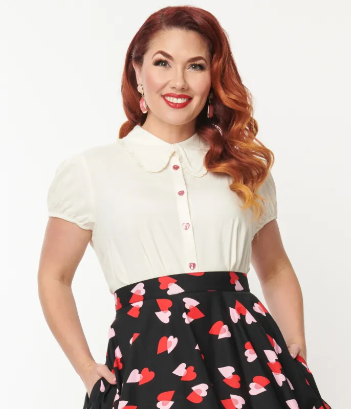 Hell Bunny Plus Size Ivory Molly Blouse made by Unique Vintage