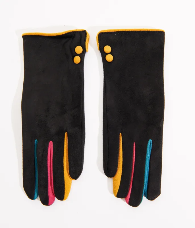 Black & Rainbow Finger Gloves sold by Unique Vintage
