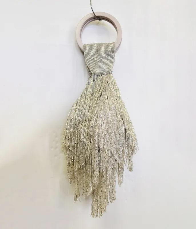 1920s Silver Beaded Fringe Wristlet sold by Unique Vintage