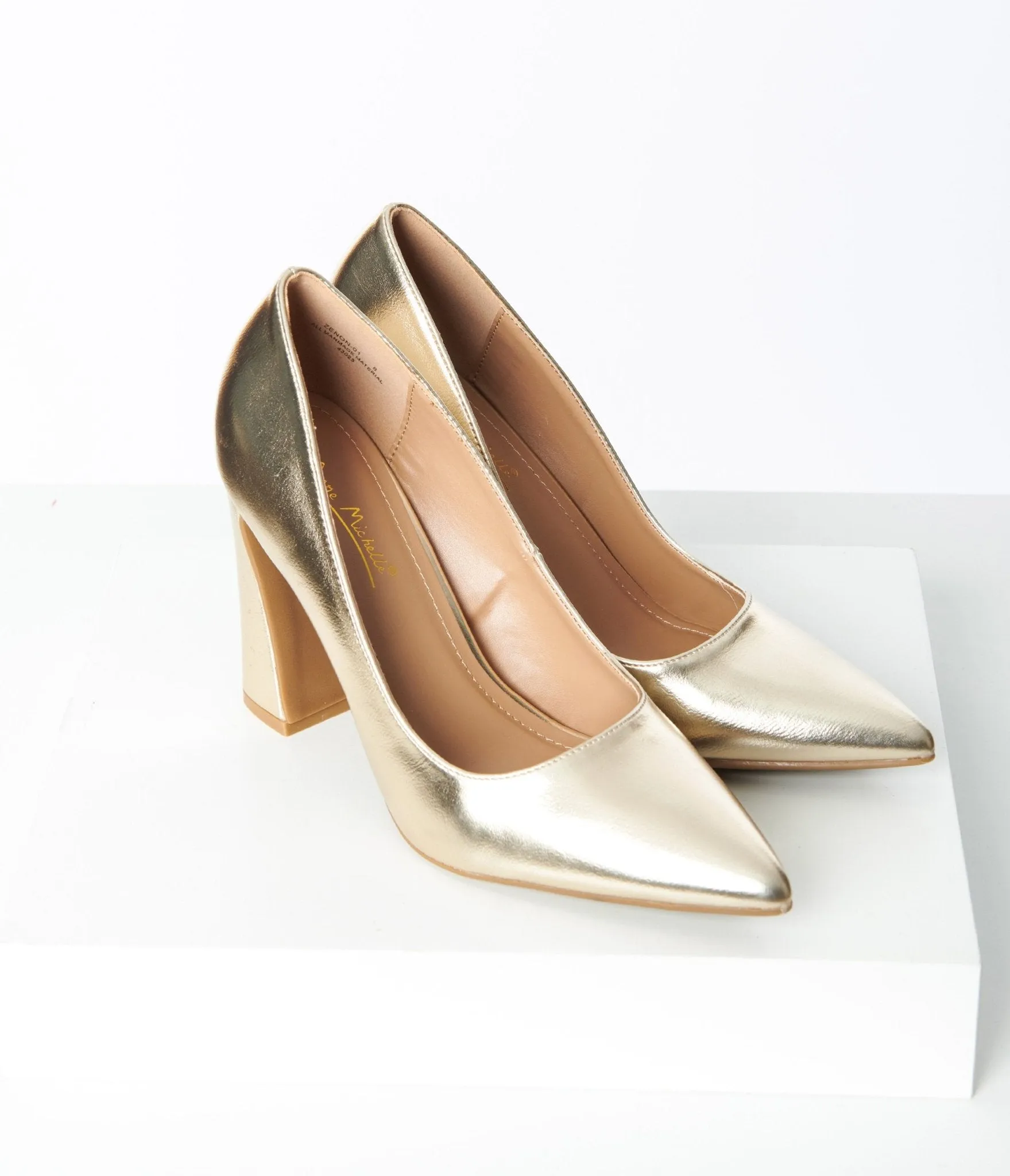 Metallic Gold Pointed Toe Pumps sold by Unique Vintage product image thumbnail 2