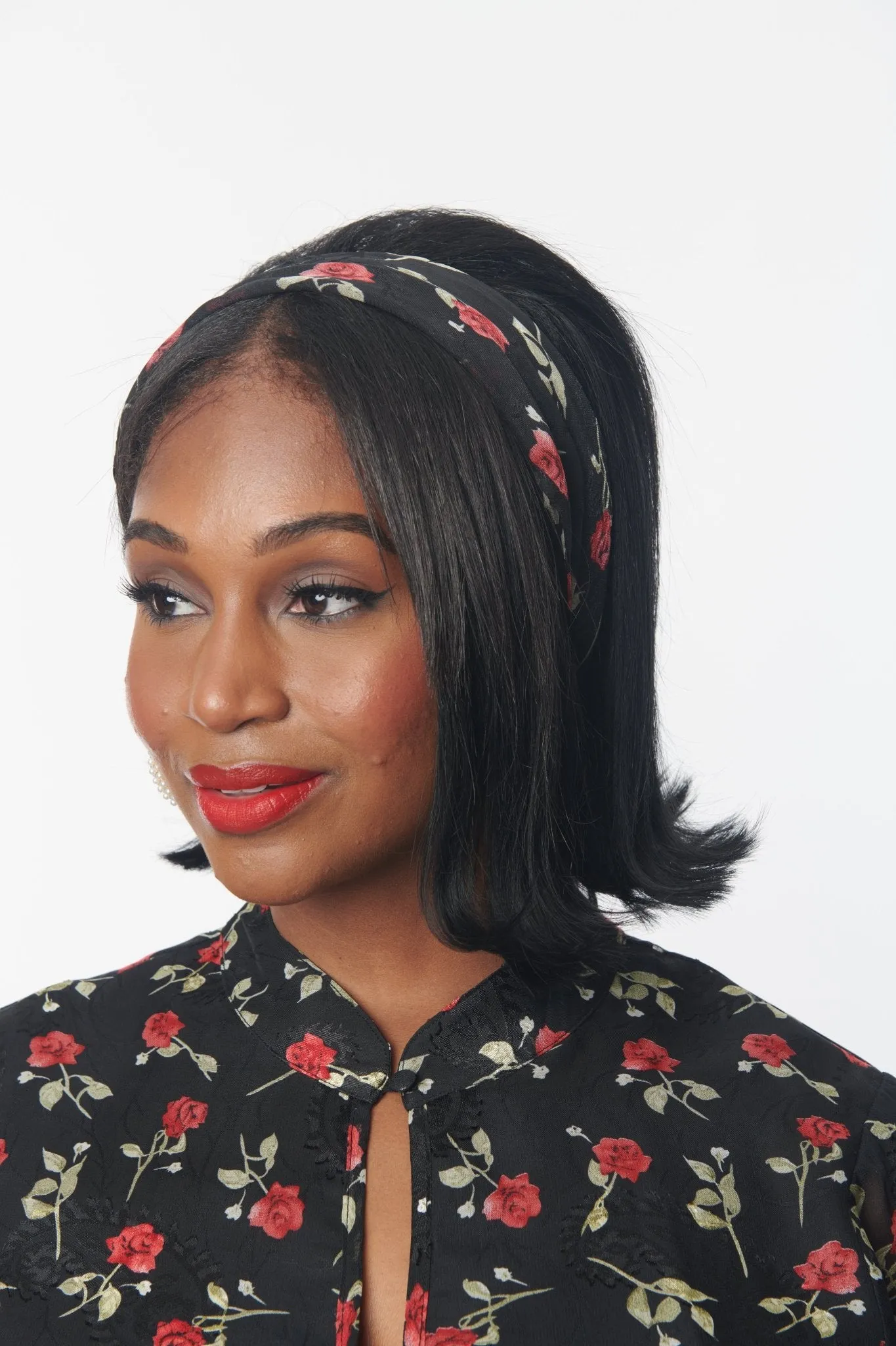 Unique Vintage Black & Red Roses Hair Scarf sold by Unique Vintage product image thumbnail 2