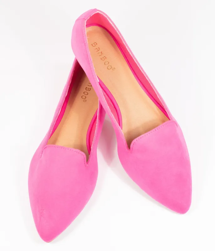 Hot Pink Suede Loafer Flats sold by Unique Vintage