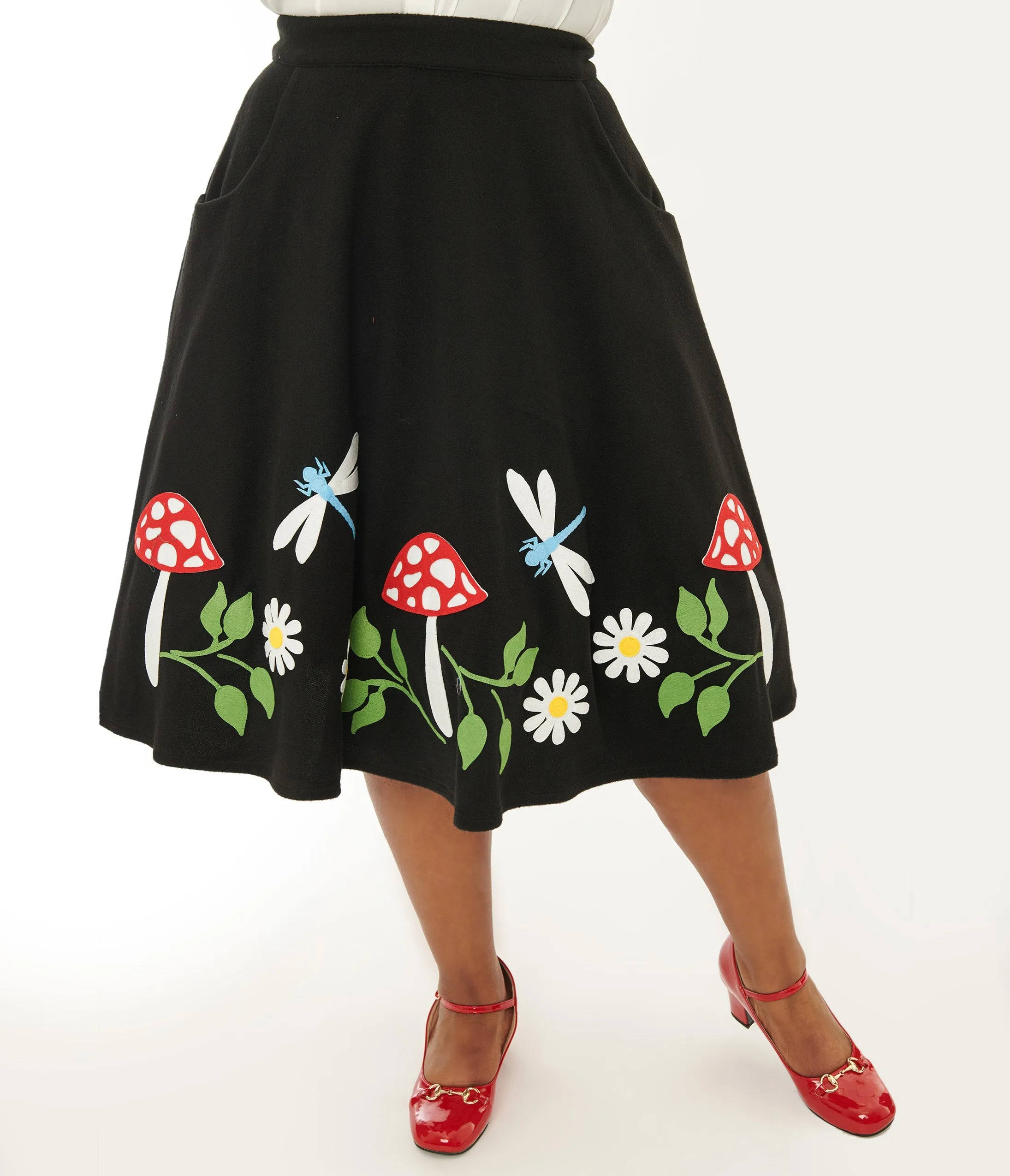 Unique Vintage Plus Size Black & Mushroom Soda Shop Swing Skirt sold by Unique Vintage product image thumbnail 2