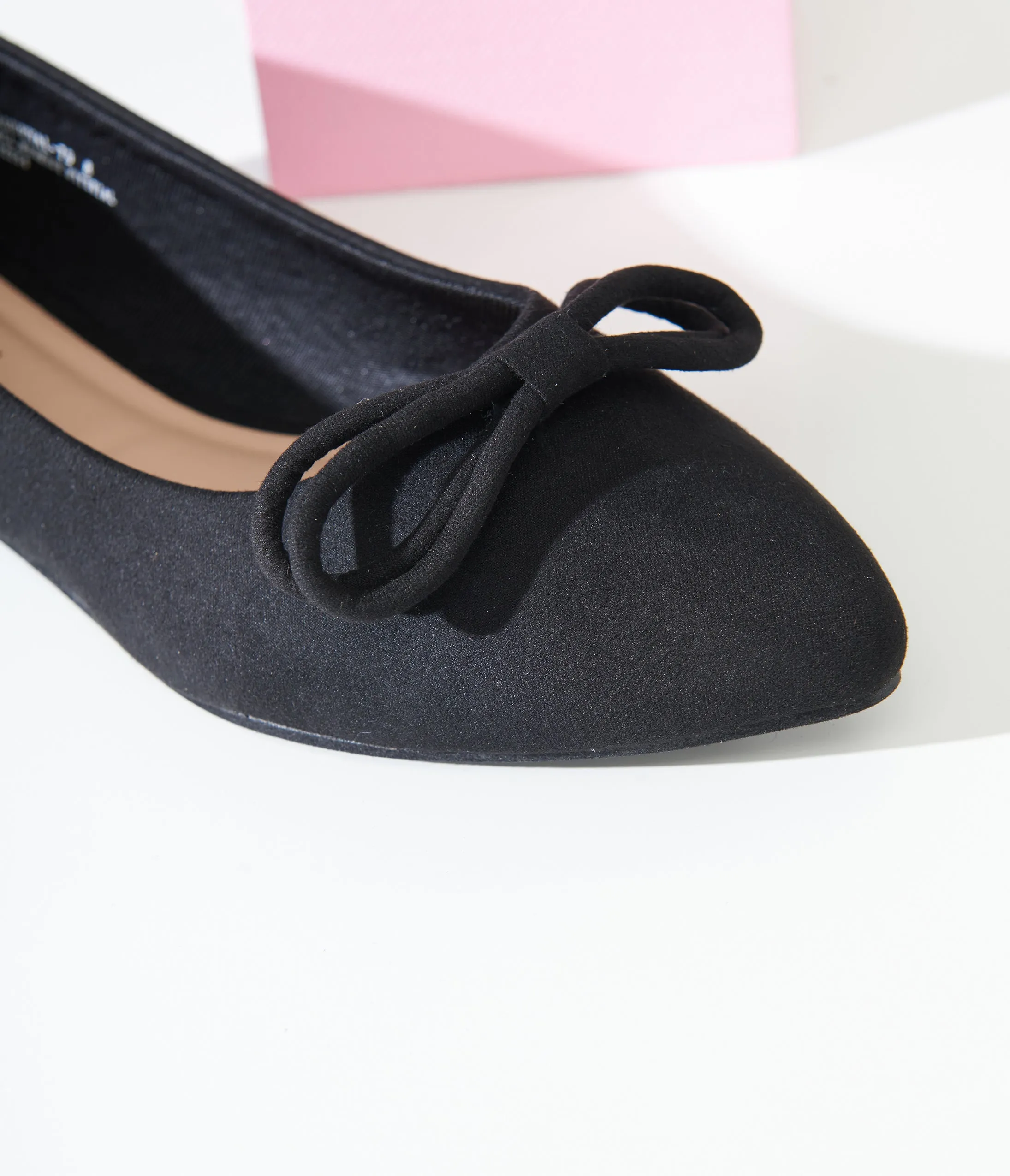 1960s Black Bow Pointed Ballet Flats sold by Unique Vintage product image thumbnail 2