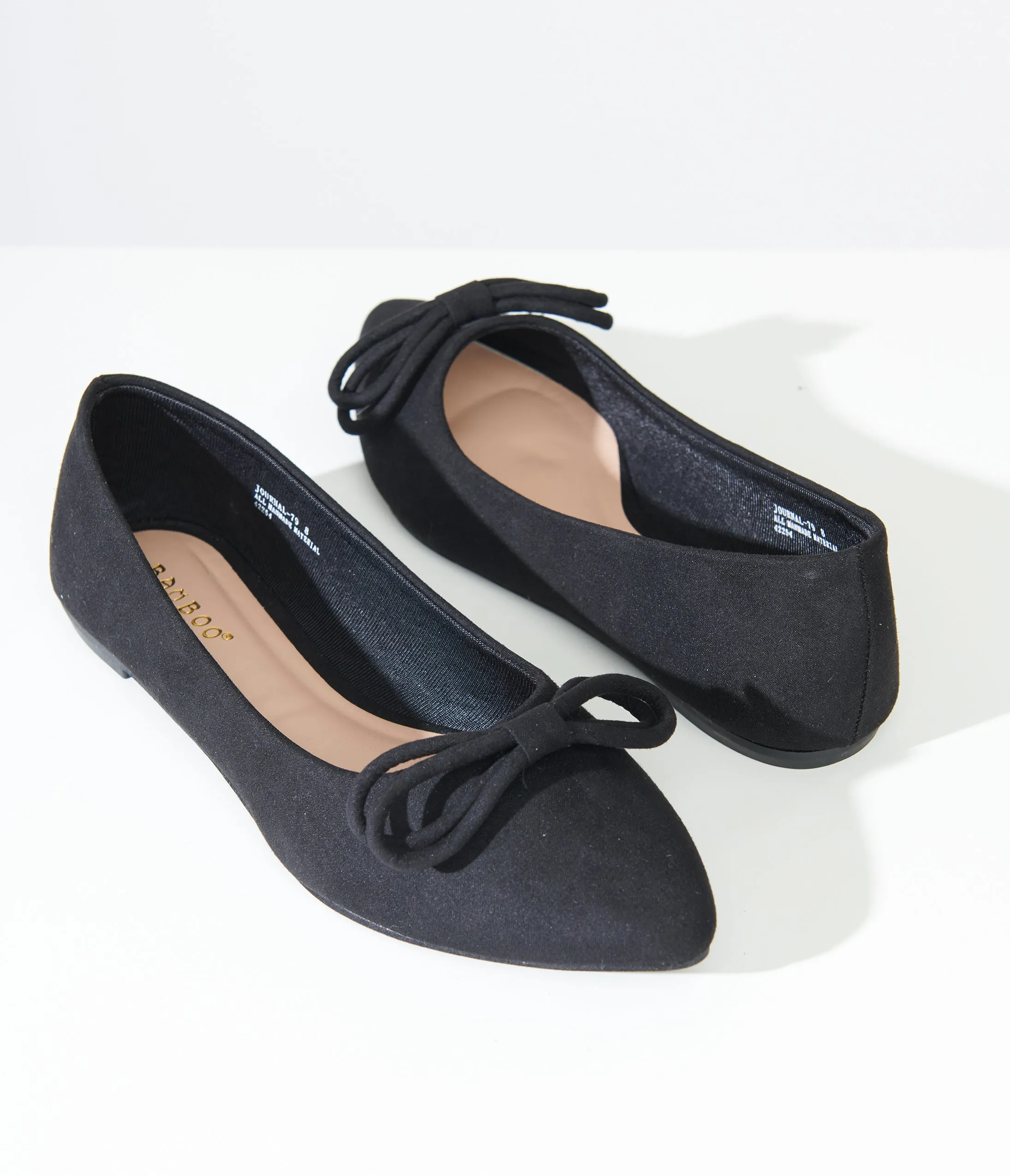 1960s Black Bow Pointed Ballet Flats sold by Unique Vintage product image thumbnail 3