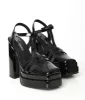 Black Patent Leatherette Wendy Platform Heels sold by Unique Vintage