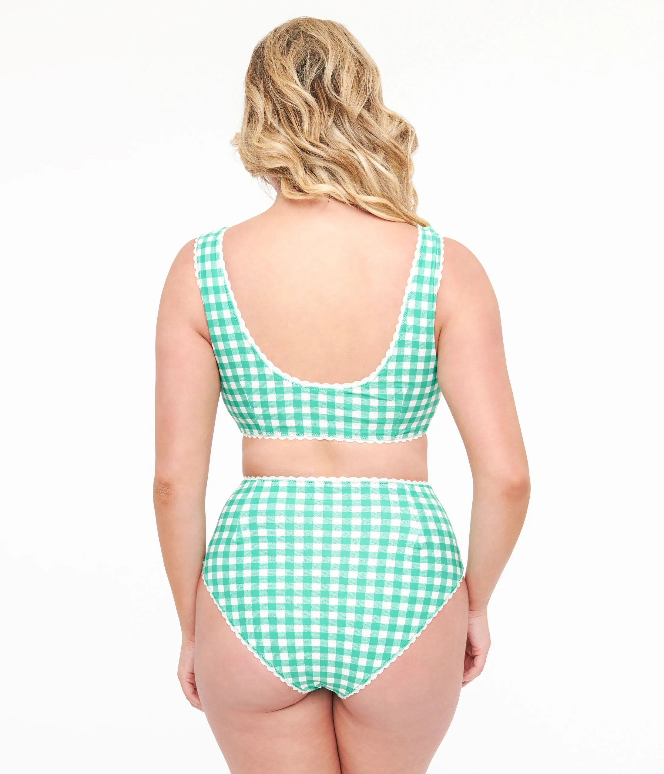 Green & White Gingham Bikini Top sold by Unique Vintage product image thumbnail 2