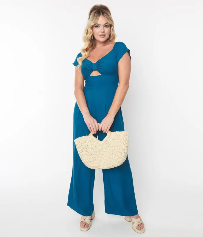 Collectif Teal Roisin Jumpsuit sold by Unique Vintage