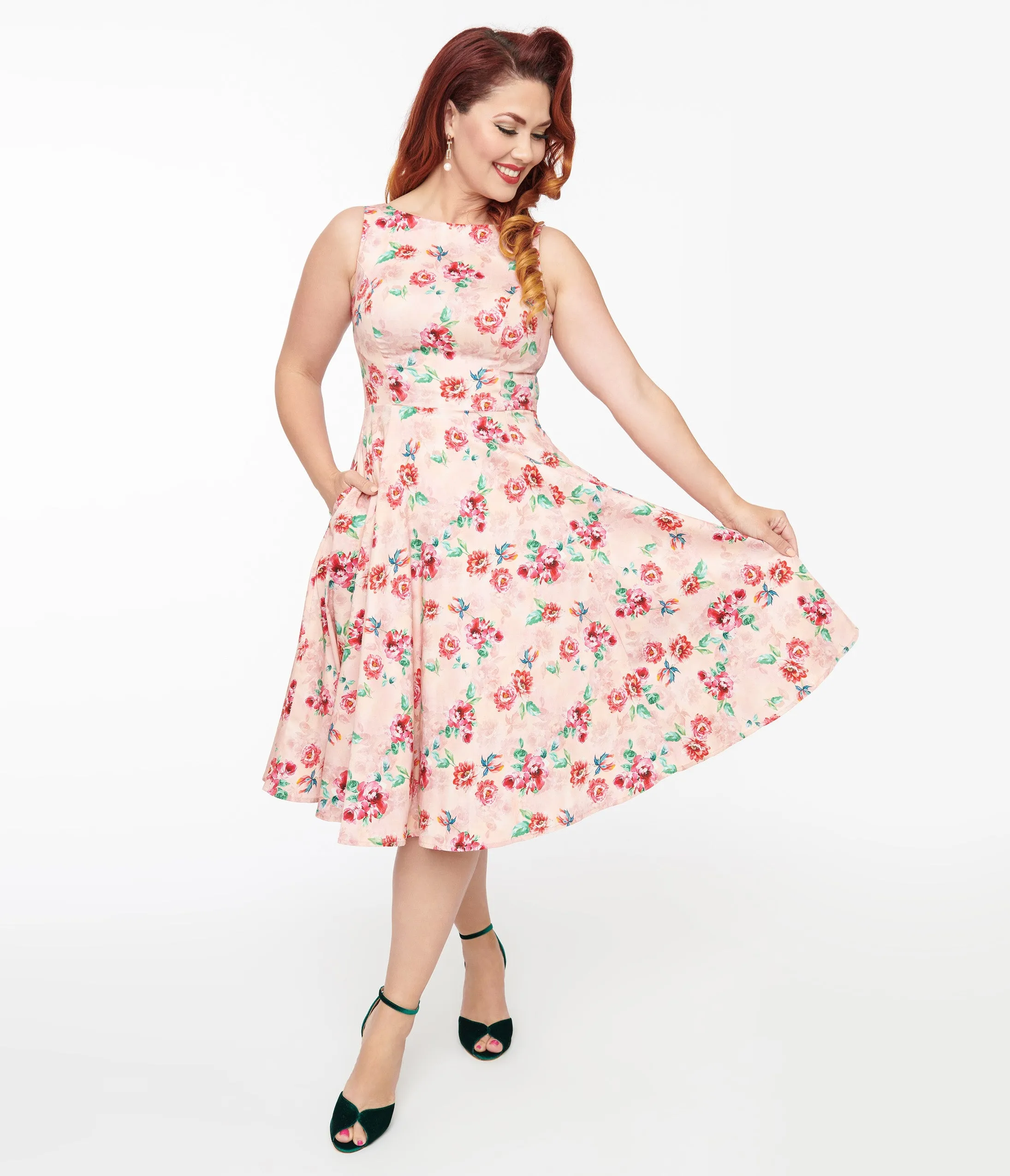1950s Pink Floral Leah Swing Dress sold by Unique Vintage product image thumbnail 3