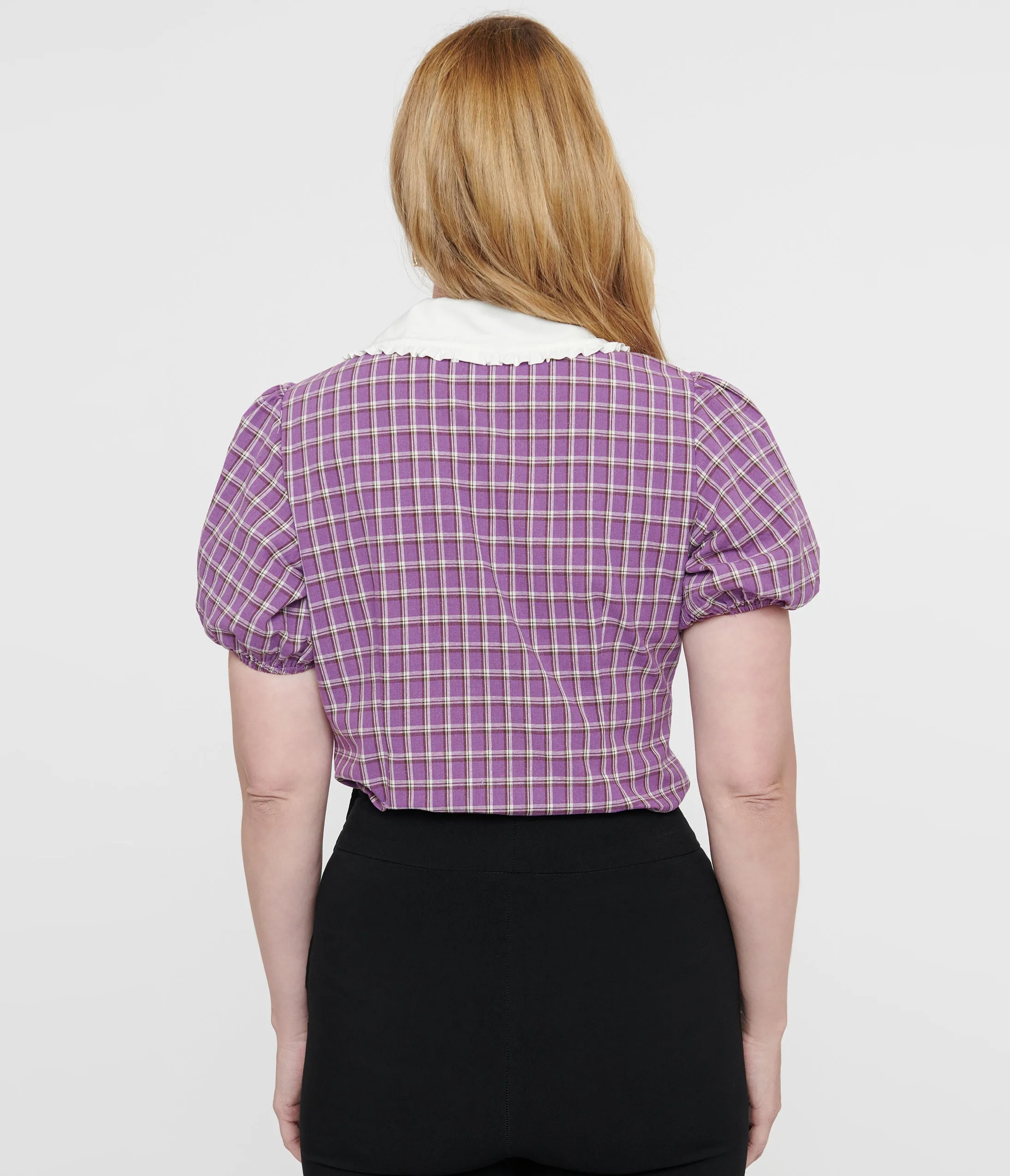Unique Vintage 1930s Purple Plaid Oversized Collar Blouse sold by Unique Vintage product image thumbnail 2