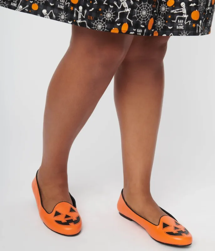 Orange Leatherette Pumpkin Lydia Flats sold by Unique Vintage