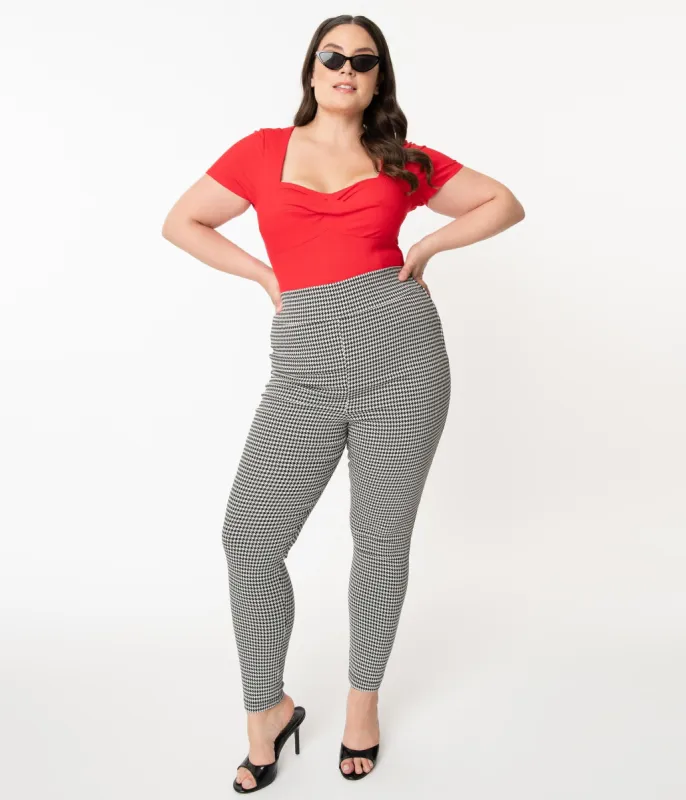 Unique Vintage Plus Size Black Houndstooth Rizzo Cigarette Pants sold by Unique Vintage