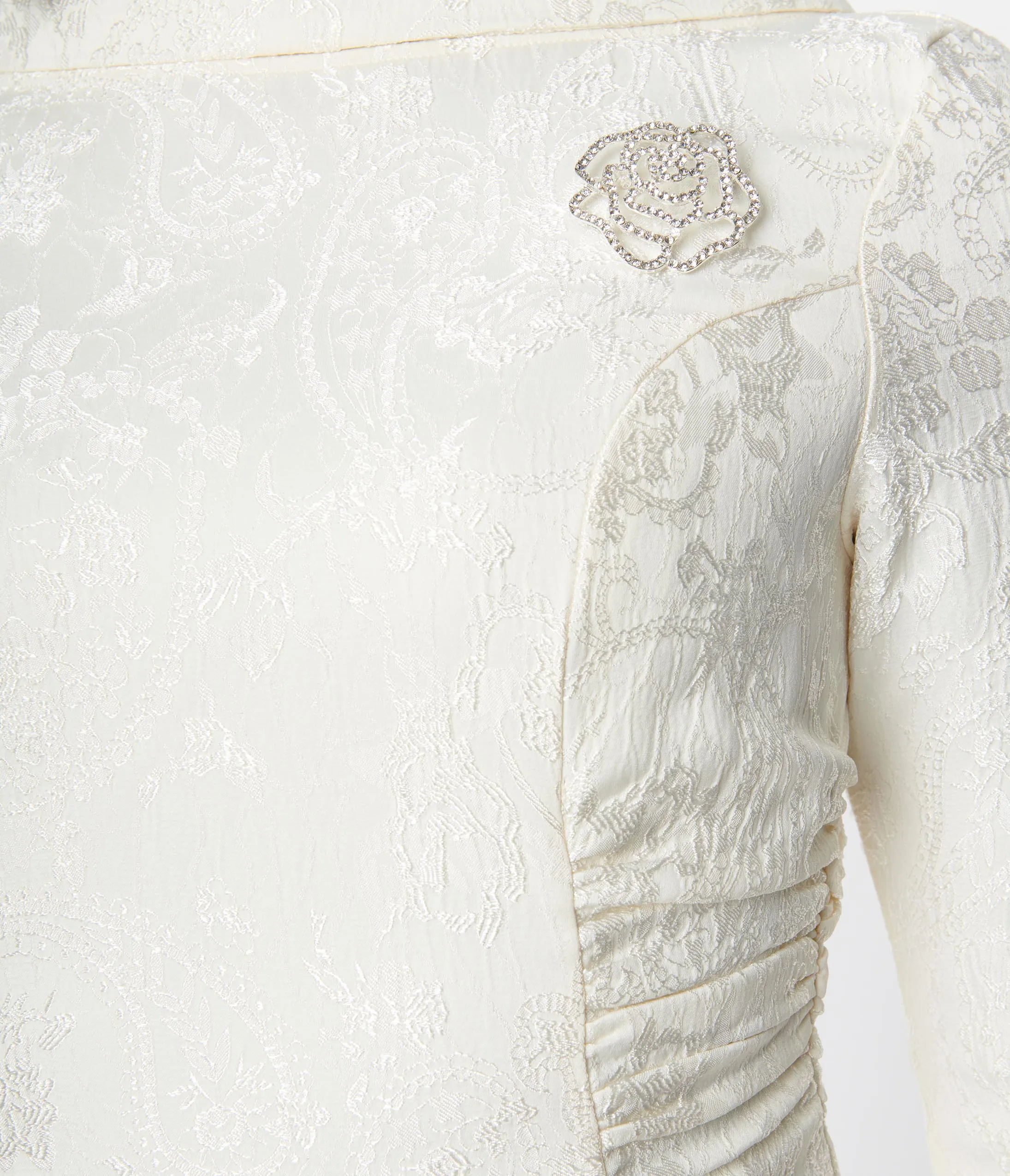 Unique Vintage Ivory Brocade Bridal Swing Dress sold by Unique Vintage product image thumbnail 2