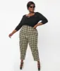 Unique Vintage Plus Size 1930s Cream & Black Plaid Front Pleat Pants sold by Unique Vintage