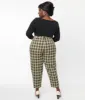 Unique Vintage Plus Size 1930s Cream & Black Plaid Front Pleat Pants sold by Unique Vintage
