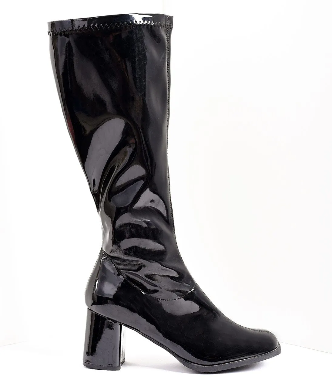 Black Patent Knee High Go Go Boots sold by Unique Vintage product image thumbnail 4
