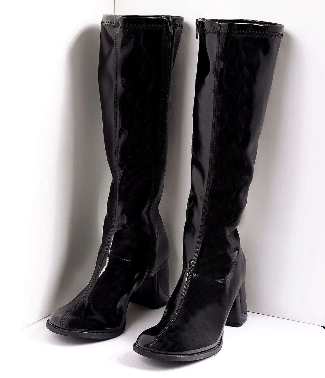 Black Patent Knee High Go Go Boots sold by Unique Vintage product image thumbnail 3