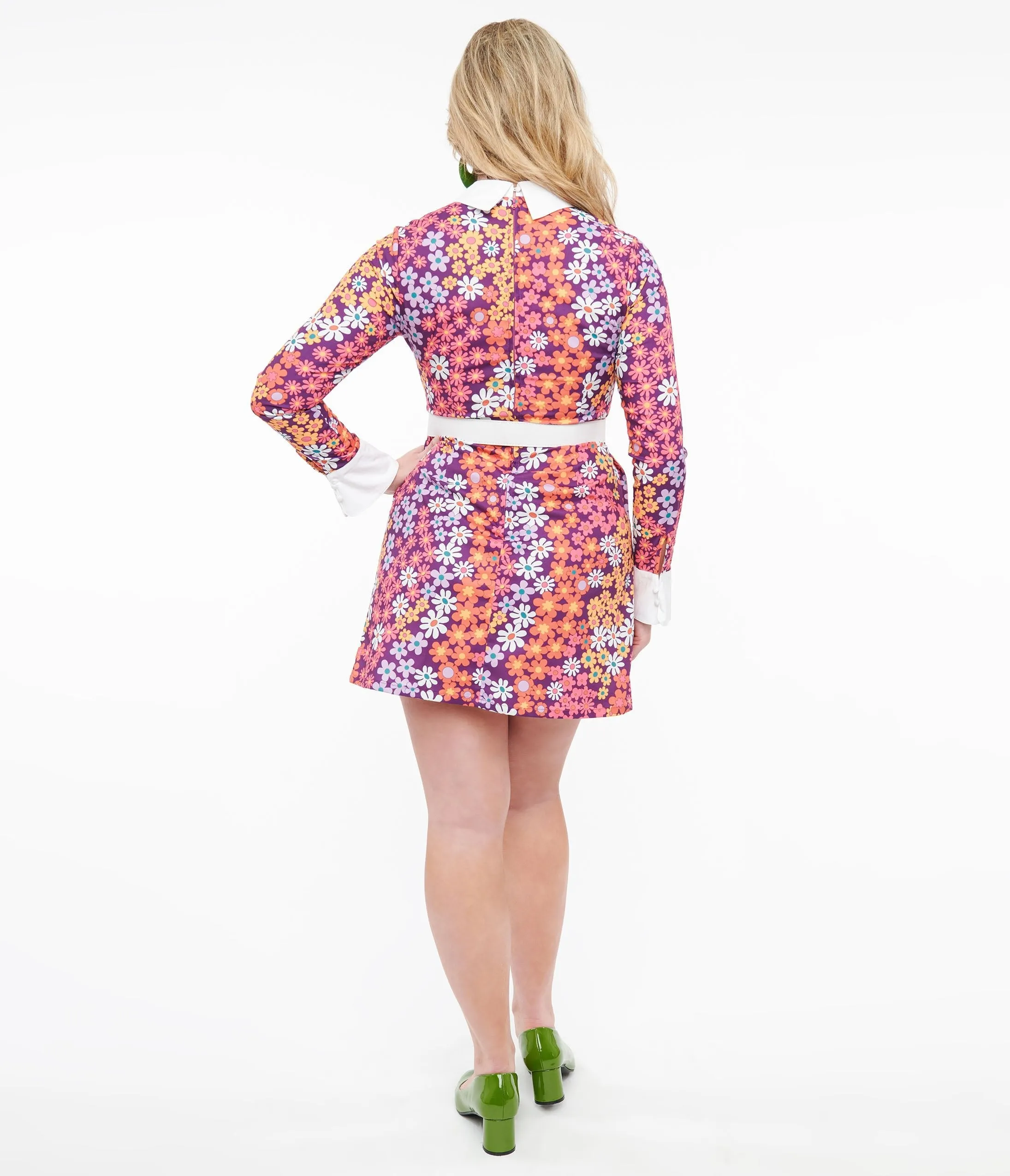 Barbie x Smak Parlour 1970s Purple Floral Short N Sweet Flare Dress sold by Unique Vintage product image thumbnail 3