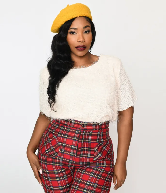 Cream Distressed Knit Top sold by Unique Vintage