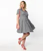 Black & White Gingham Cherry Swing Dress sold by Unique Vintage