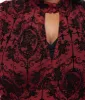 Unique Vintage 1970s La Caterina Burgundy High Neck Caftan sold by Unique Vintage