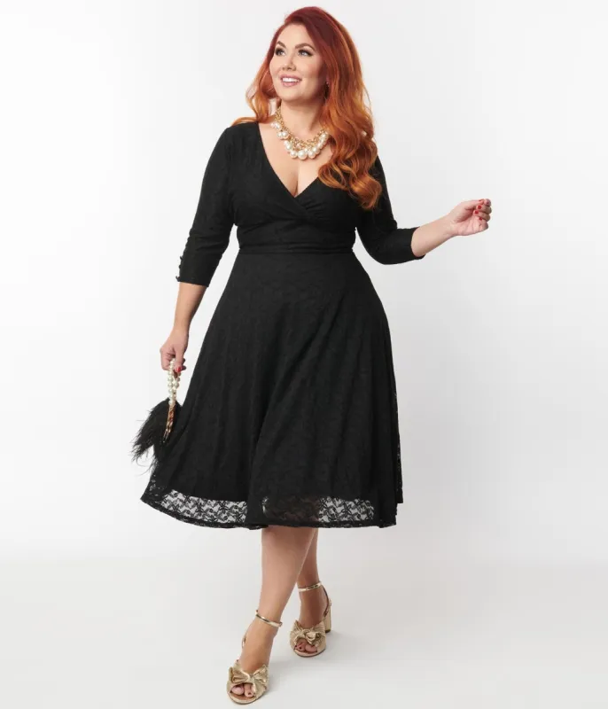Unique Vintage Plus Size Black Lace Gilda Swing Dress sold by Unique Vintage