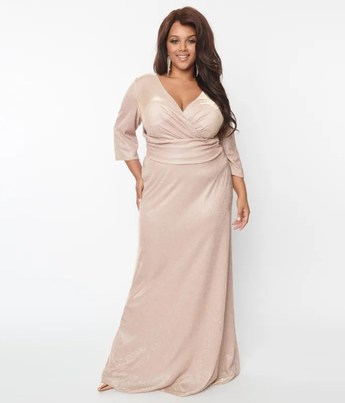 Plus Size Rose Gold Glitter Mother Of The Bride Dress sold by Unique Vintage