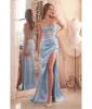 Ladivine by Cinderella Divine Paris Blue Beaded Satin Corset Prom Dress sold by Unique Vintage