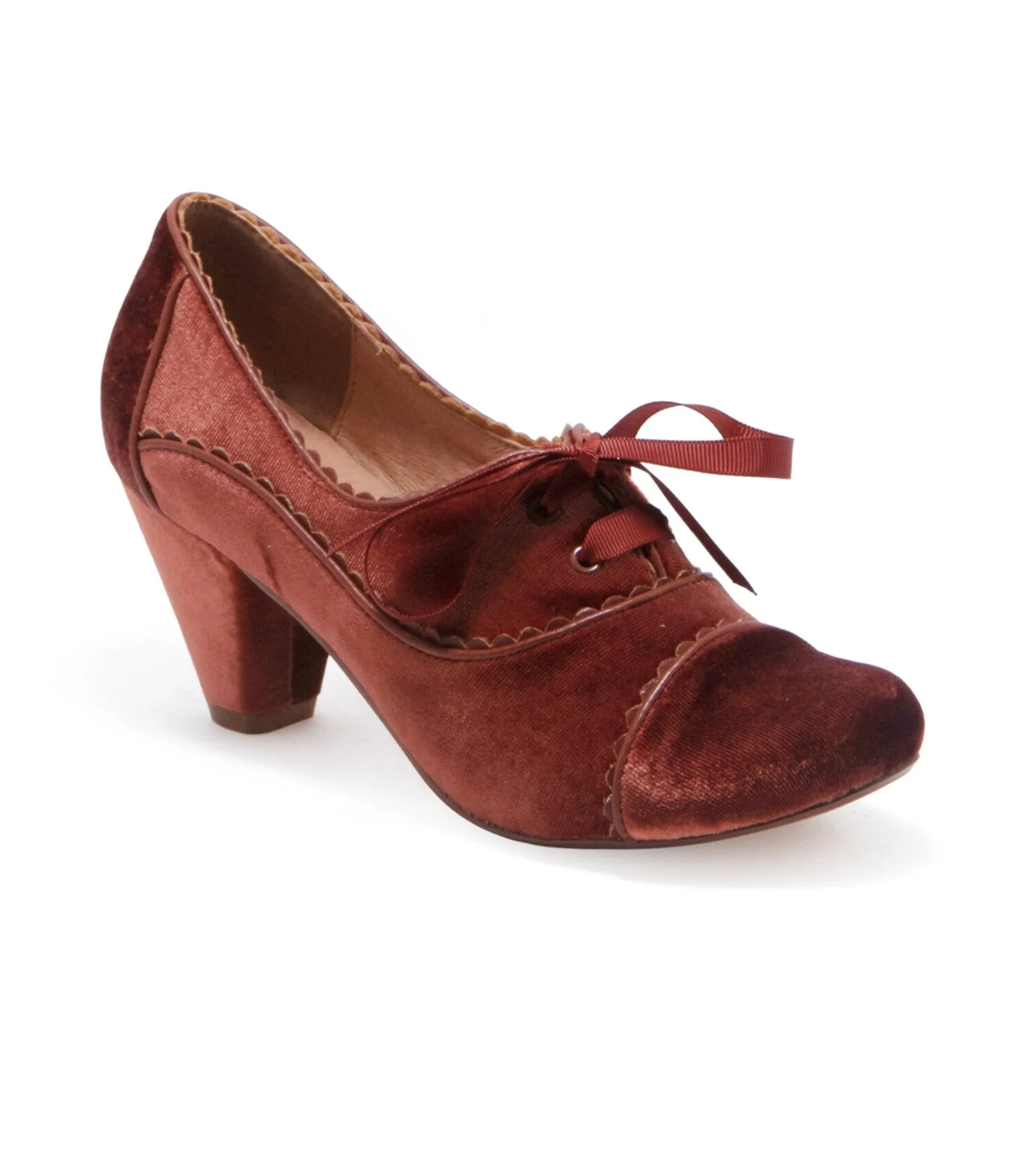 Chelsea Crew 1930s Rust Velvet Oxford Madison Heels sold by Unique Vintage