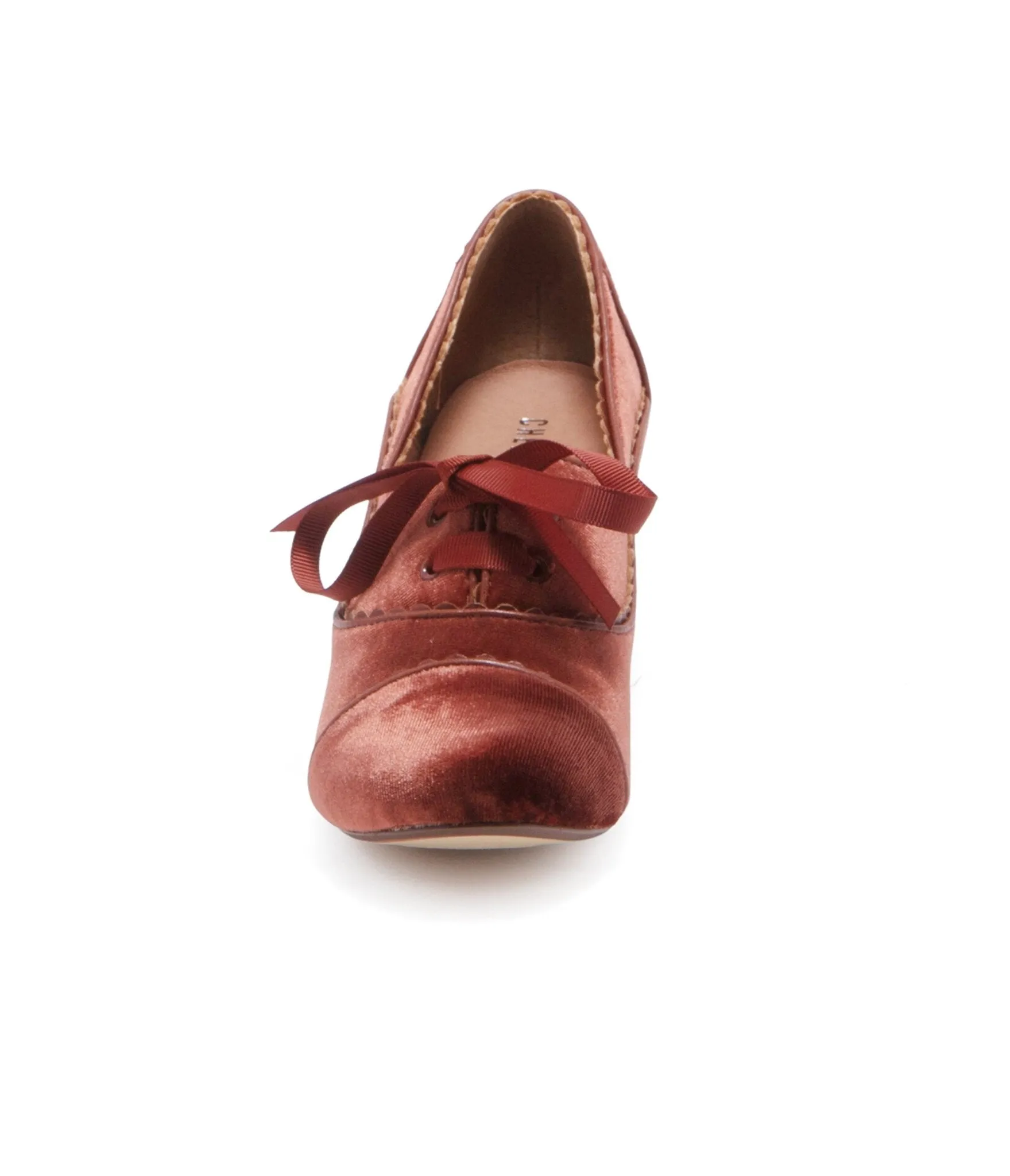 Chelsea Crew 1930s Rust Velvet Oxford Madison Heels sold by Unique Vintage product image thumbnail 3