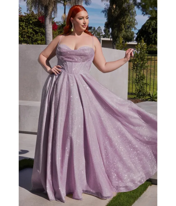 Cinderella Divine Plus Size Lavender Glitter Corset Prom Ball Gown sold by Unique Vintage