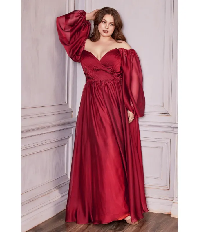Cinderella Divine  Plus Size Burgundy Chiffon Sweetheart Bridesmaid Goddess Gown sold by Unique Vintage