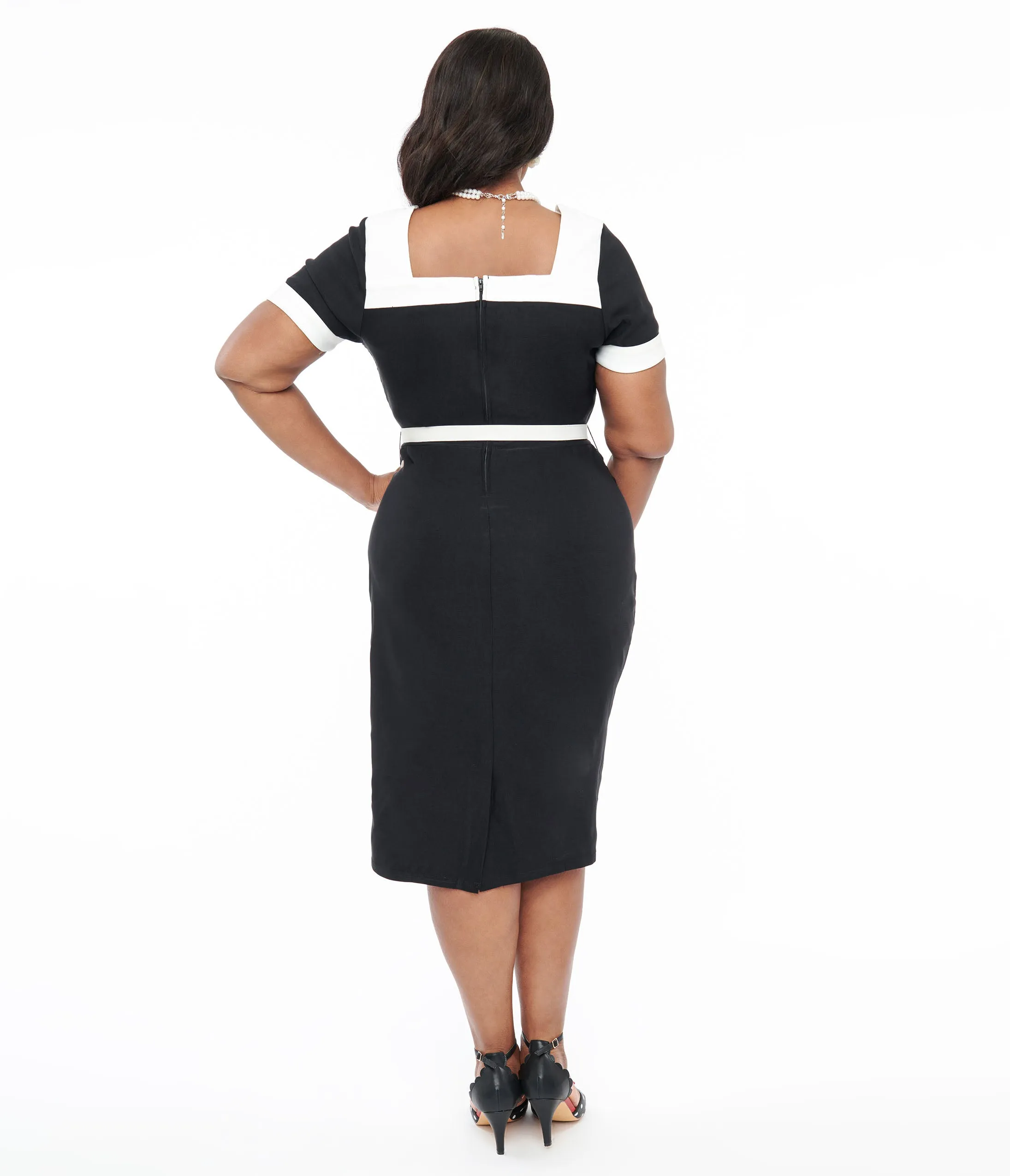 Unique Vintage Plus Size 1950s Black & White Wiggle Dress sold by Unique Vintage product image thumbnail 2