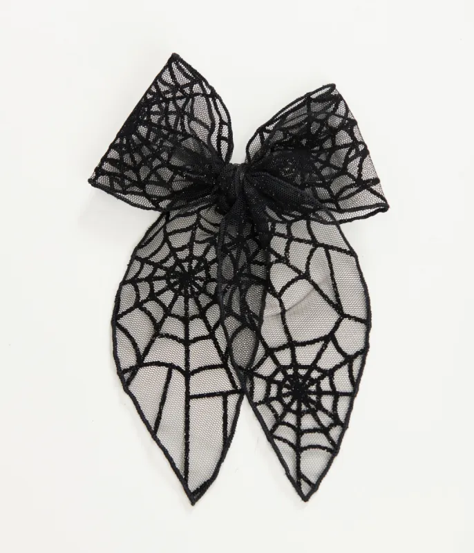 Black Spiderweb Bow Hair Clip sold by Unique Vintage