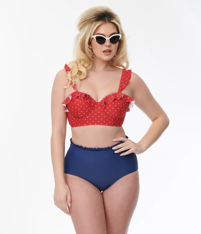 Unique Vintage Navy Cape May Swim Bottoms sold by Unique Vintage