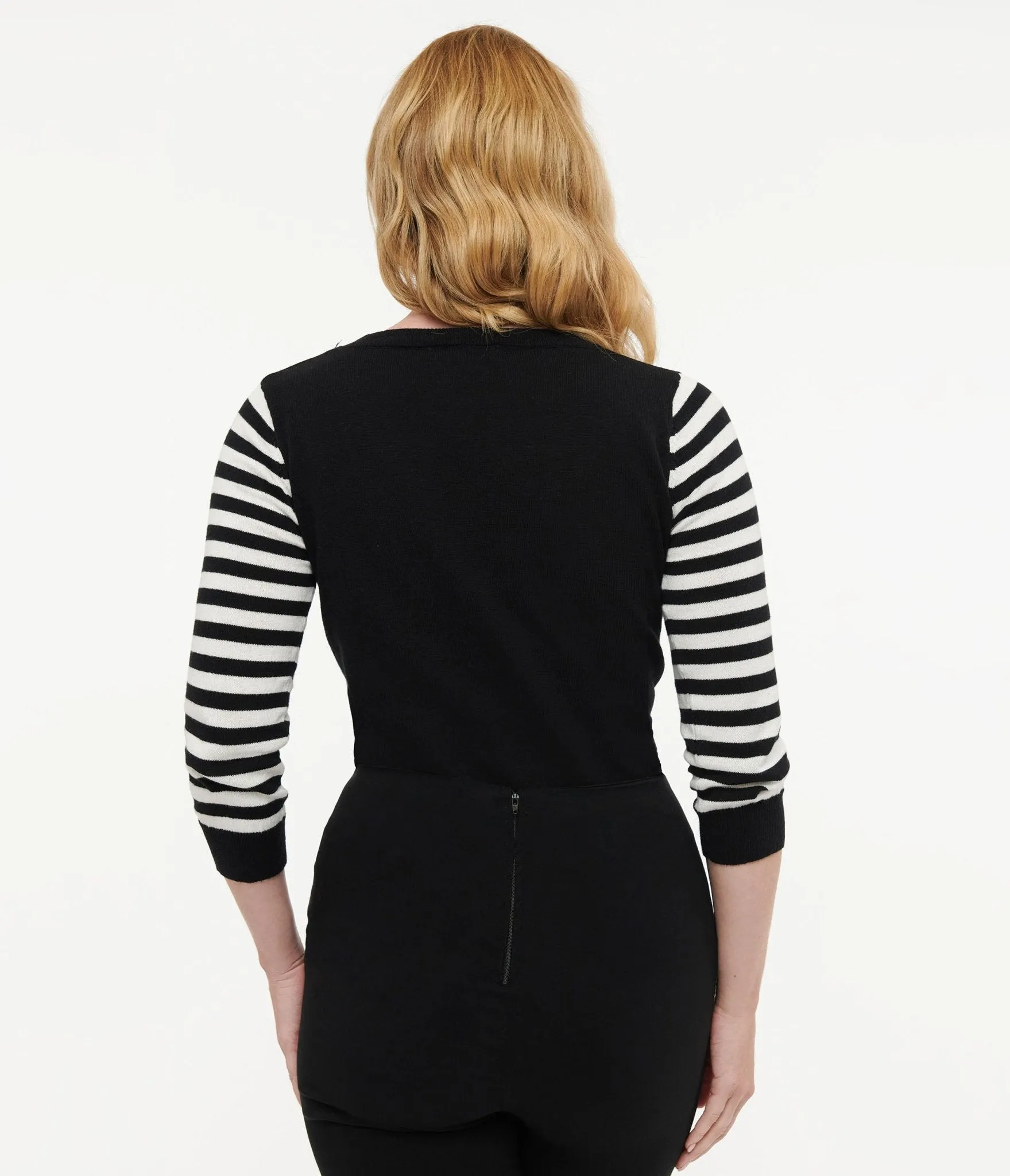 Black & White Stripe Knit Kitty Sweater sold by Unique Vintage product image thumbnail 2