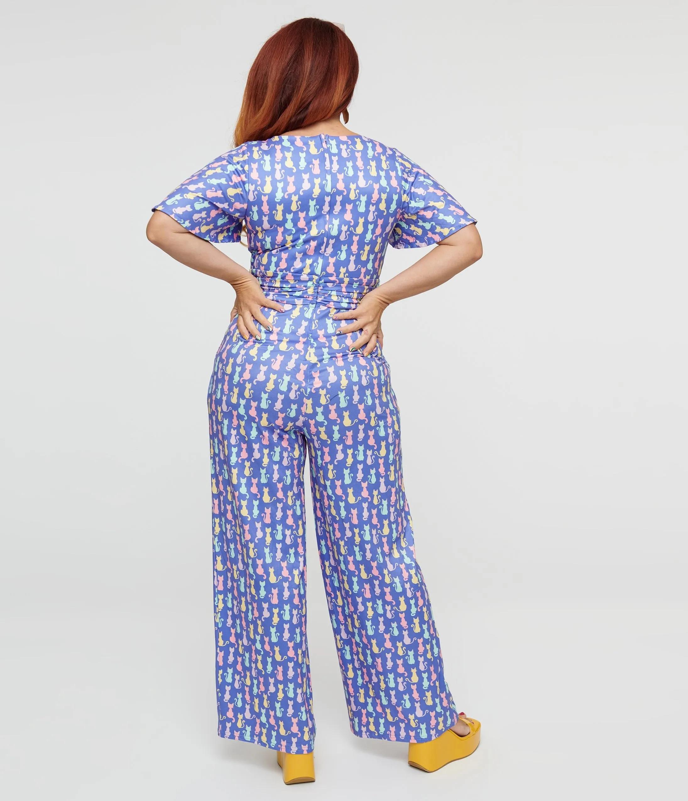 Dolly & Dotty Purple Cats Print Charlotte Jumpsuit sold by Unique Vintage product image thumbnail 3