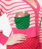 Smak Parlour 1960s Pink Stripes & Strawberry Pocket Cardigan sold by Unique Vintage