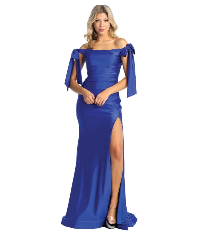 Royal Blue Off The Shoulder Prom Dress sold by Unique Vintage