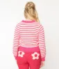 Smak Parlour 1960s Pink Stripes & Strawberry Pocket Cardigan sold by Unique Vintage